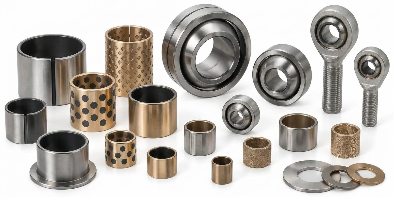 Gleitlager und Gelenklager aus Stahl, Bronze und Sinterbronze